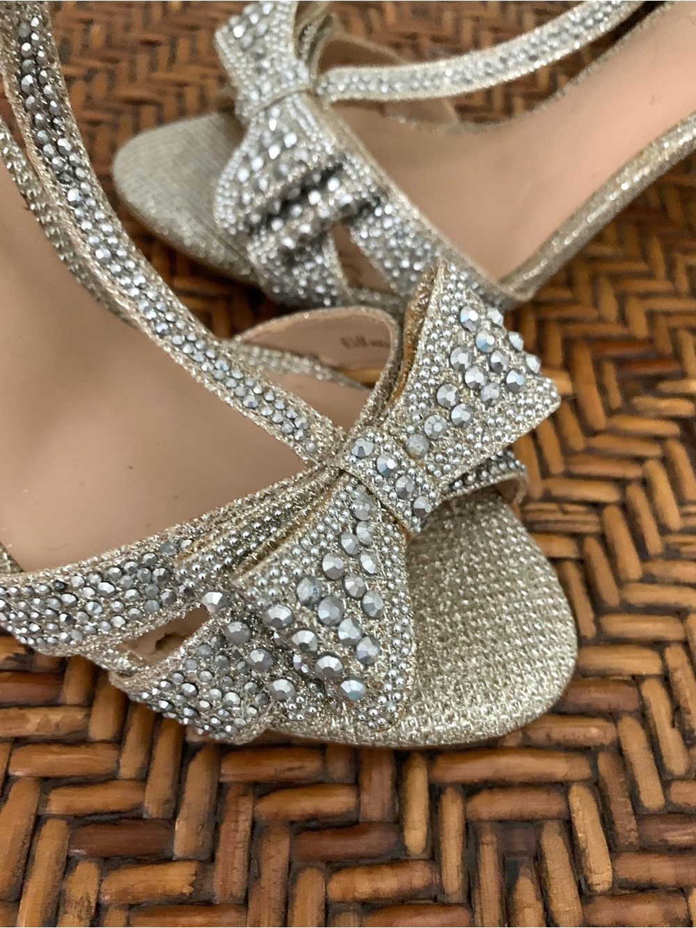 INC Rhinestone Silver Bow Crystal Embellished High Heels - Picture 7 of 12